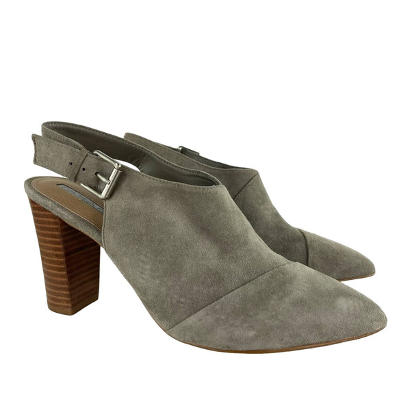 Tahari Adonna Heels Suede Slingback Bootie Pointed Toe Gray Taupe Size 8.5 - Picture 1 of 12